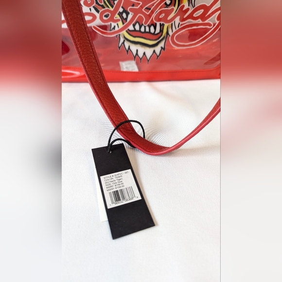 Ed Hardy Clear Tiger Tote PVC Red Trim Shoulder Bag Tattoo DEADSTOCK - NWT - Picture 10 of 10